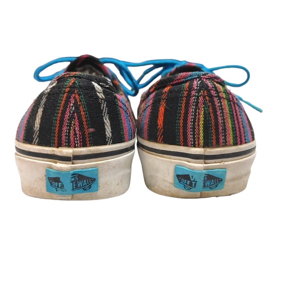 Vans Colorful Striped Classic Low Top Blue Lace Up Sneakers Women's Size 7.5 - Picture 6 of 8